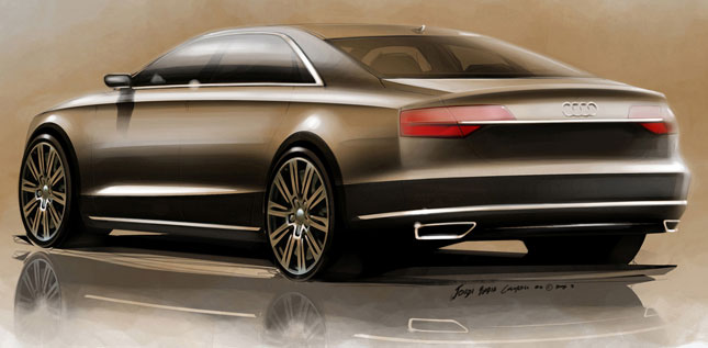  Audi Teases Facelifted 2014 A8 with Official Sketches