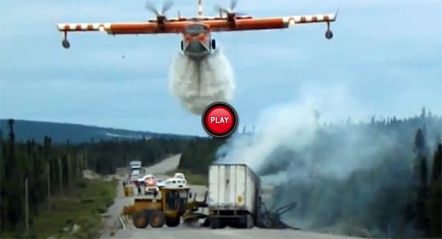  Canadian Aerial Water Bomber Extinguishes Dangerous Truck Fire
