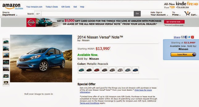  Buy a New Nissan Versa Note via Amazon, Have the Chance to See it Delivered in a…Box
