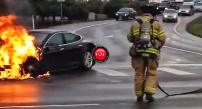  Tesla Model S Catches Fire After Crash, Company Stocks Fall…