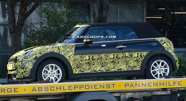  Spied: New 2015 Mini Convertible Served with a Soft-Top on a Flatbed