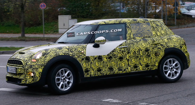  Spied: MINI's New 2015 Five-door Hatchling Goes Out for a Ride