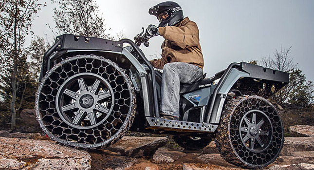  Polaris to Offer Quad with Novel Airless Tires [w/Video]