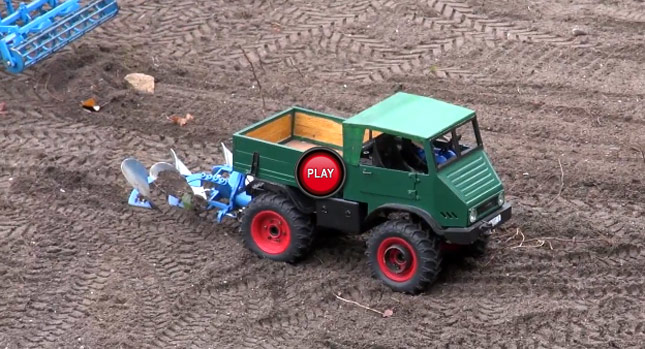  Take Your Time to Watch an RC Unimog Tractor Plow a Field