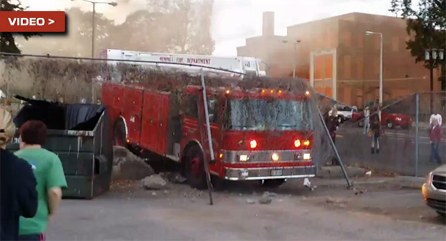  Braking Bad: Memphis Fire Truck Rams Concrete Barrier [NSFW]