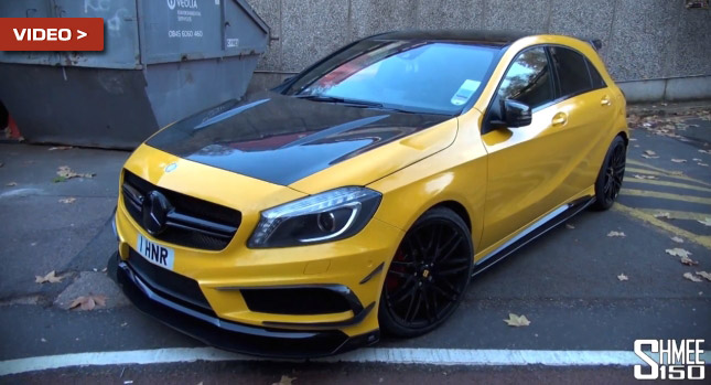  Yellow-Finished Mercedes A45 AMG With Body Kit Looks Like Factory Black Edition…