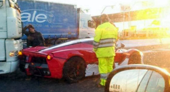  Ferrari LaFerrari Butts Heads with a Truck
