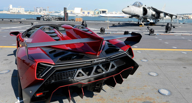  Lamborghini Unveils Veneno Roadster on Aircraft Carrier to People who Can Actually Afford It