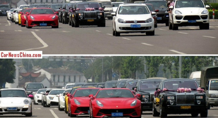  Posh Chinese Wedding Convoy Made Up Exclusively of Super- and Luxury Cars