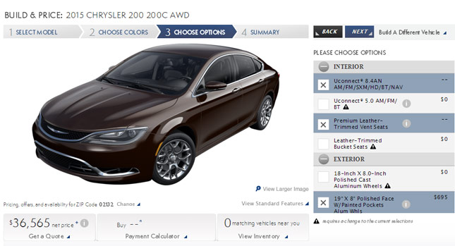  2015 Chrysler 200 Configurator Hits the Web for Play Time
