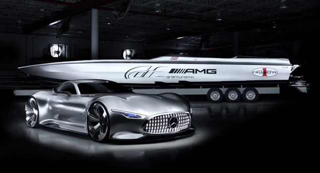  Mercedes AMG Vision GT Joins 1,650HP Cigarette Racing 50’ GT Concept at Miami Boat Show