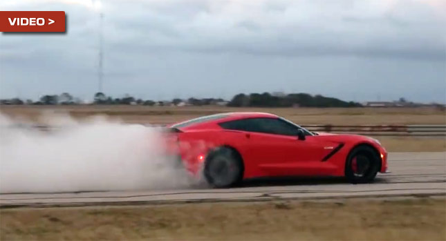  Care to Watch Hennessey Corvette Stingray HPE700 Twin Turbo Burn Some Rubber?