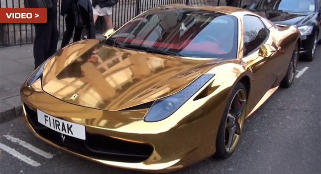  Kitsch or Cool? Gold Chrome-Wrapped Ferrari 458 Spider Spotted in the UK