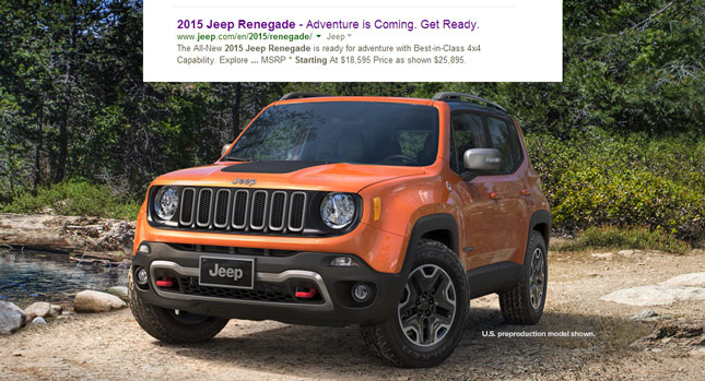  2015 Jeep Renegade will NOT Start from $18,595…