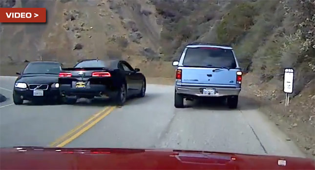  2014 Camaro Nicks Volvo While Executing a Foolish Pass on Canyon Road