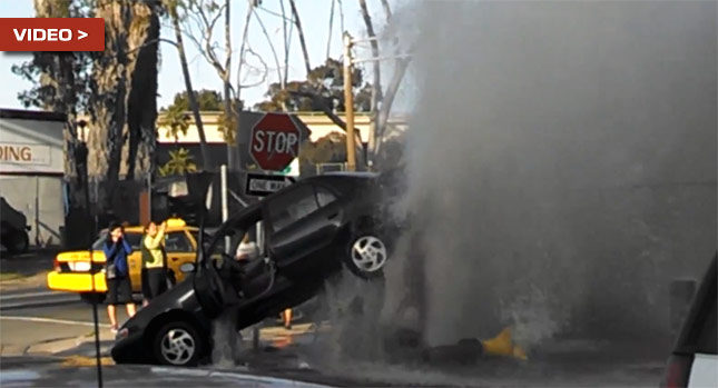  Broken Fire Hydrant Shoots Corolla Into the Air