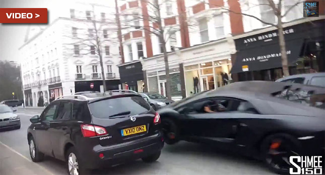 Watch a Lamborghini Aventador Crash into a Mazda and a BMW in London!