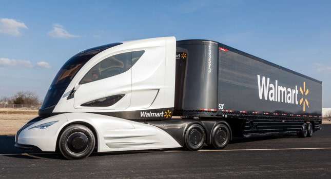  Walmart's Futuristic WAVE Concept Truck Has a Carbon Fiber Trailer! [w/Video]