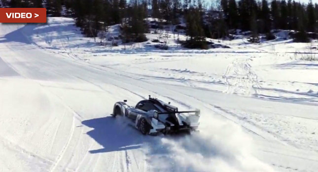  Swedish Skier Surges up Snowy Slope in Custom Supercar