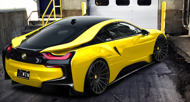  BMW i8 Rendered with Spoilers and Beefy Aftermarket Wheels