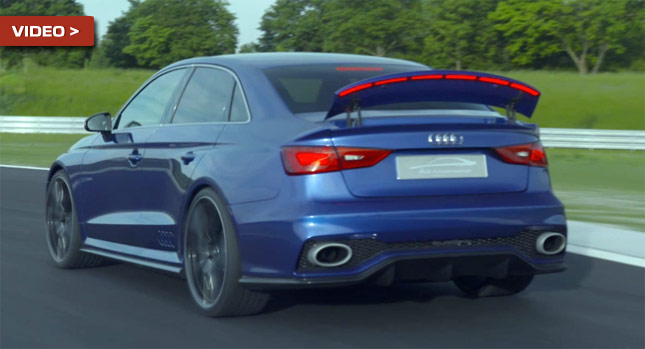  Audi's 525PS A3 Clubsport Quattro Concept Flashes its Huge Air Brake in First Videos