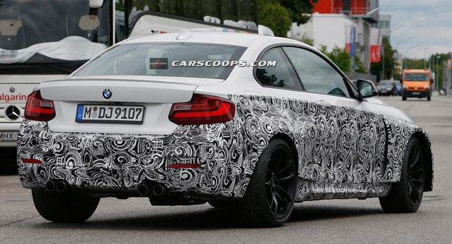  New BMW M2 Coupe Tester Shows M Quad Pipes; Spied Alongside M3