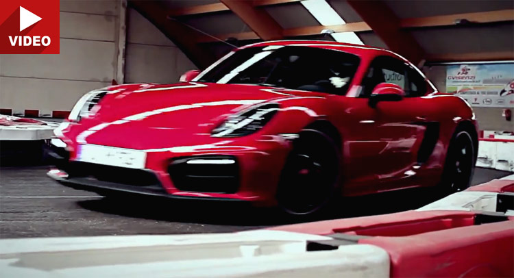  Porsche Plays with New Cayman GTS on a Go-Kart Track