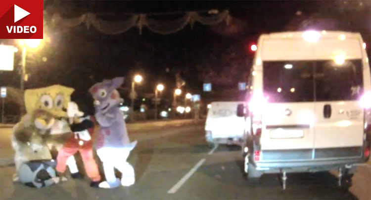  Spongebob, Mickey and Scrat Attack Driver in Fuzzy Road Rage Incident