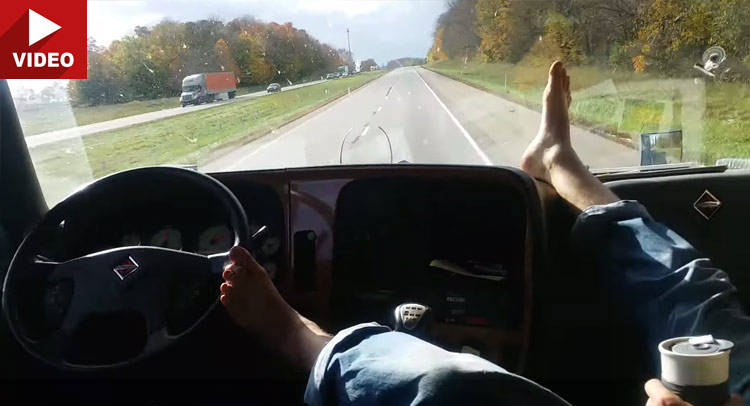  Watch Reckless Driver Steer Truck with Foot from the Passenger Seat on American Highway