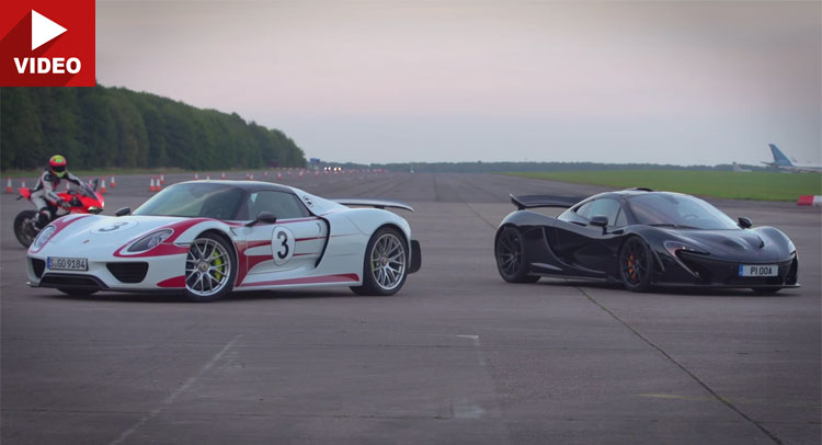  McLaren P1, Porsche 918 and Ducati Panigale Superleggera Drag Race is Epic