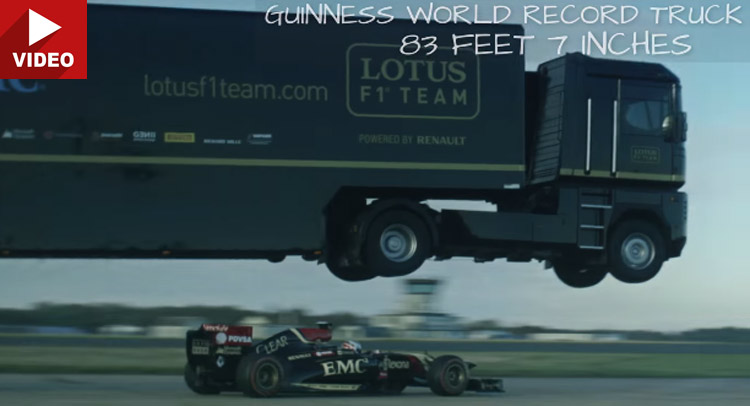  Truck Jumping Over Speeding F1 Car is an Insane Stunt