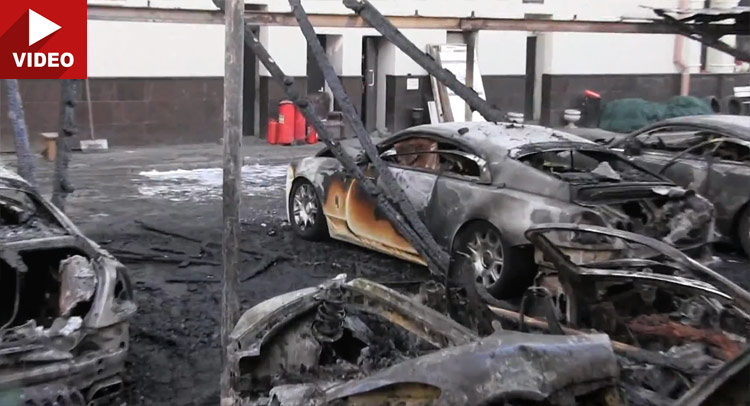  A Dozen Rolls-Royce, Bentley, Porsche and Mercedes Cars Burn In Moscow