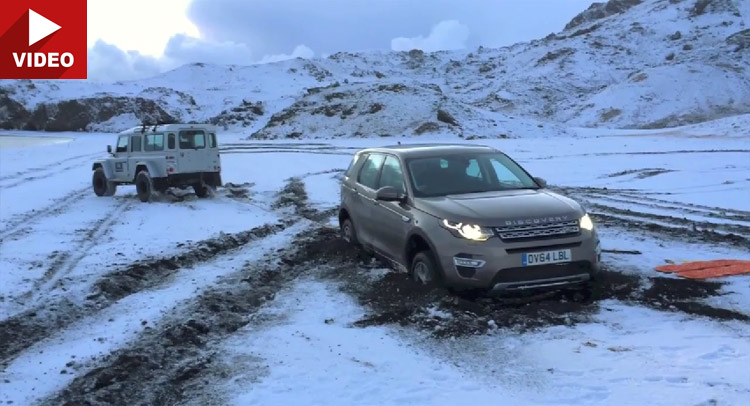  Baby Land Rover Discovery Sport Needs Help from Granddad Defender in Iceland