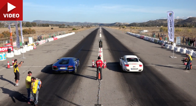  Lambo Aventador Fights a Porsche 911 Turbo in Drag Race
