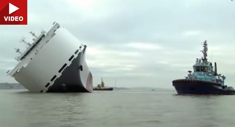  Cargo Ship Carrying Some 1,400 Jaguars, Land Rovers, Rolls Royces and Minis Grounded in Sea
