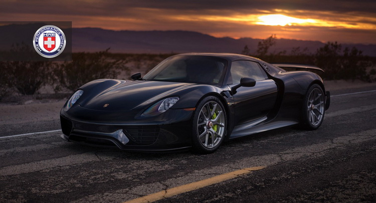  Porsche 918 Spyder with Weissach Pack Poses for HRE Wheels