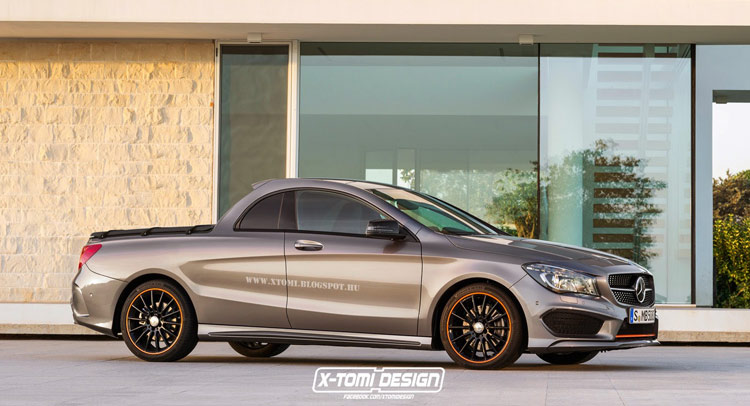  Mercedes CLA Gets Warped into a the Shape of a Pickup in PhotoShop