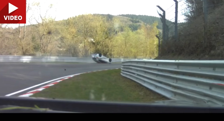  Clio RS Flips Over After Cutting Off Nissan GT-R At The Nurburgring