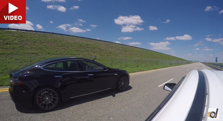  500+HP Mitsubishi EVO X Breaks Down Trying To Race Tesla’s Mighty Model S P85D