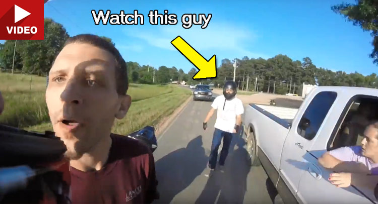 Pickup Driver Who Almost Ran Over Biker Gets His Head Checked…