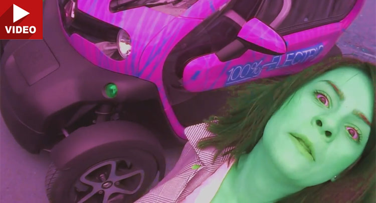  Droll Romanian Woman Stars in Unorthdox Renault Twizy “Review”