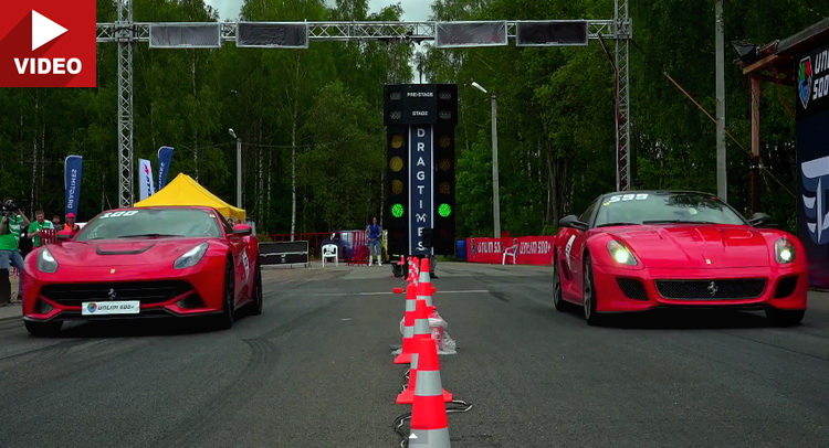  Ferrari F12 Meets Track-Happy 599 GTO in a Straight Line Drag Race