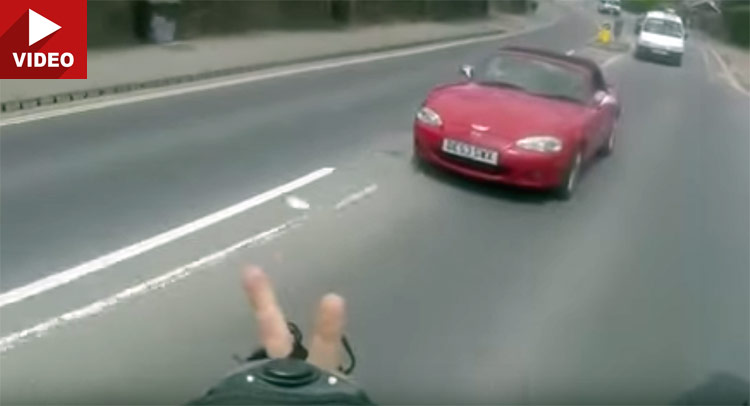  Cyclist Cutting And Flipping Off Mazda Driver Learns About Instant Karma
