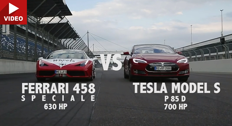  Drag Race Between Ferrari 458 Speciale And Tesla P85D – Place Your Bets