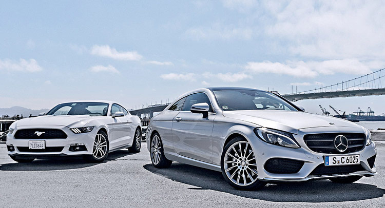  New Mercedes-Benz C-Class Coupe Shots Next To Mustang Are Photoshops