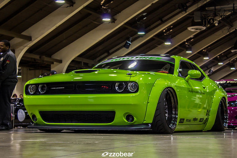Green Dodge Challenger Wearing Liberty Walk Kit Is Venom On Wheels Carscoops