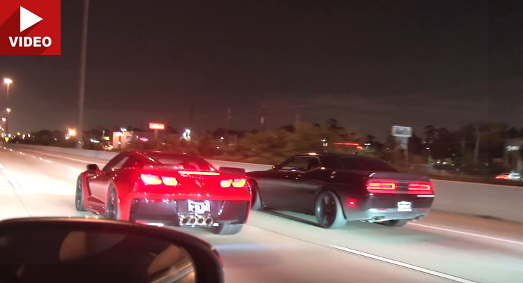  Check Out Two Dodge Hellcats Trying To Fight A Z06 Into Submission
