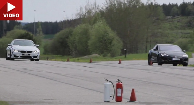  Tesla Model S P85D Needs To Fear The BMW M4’s Straight Line Speed