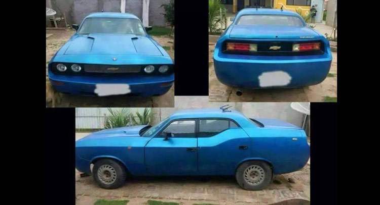 What’s The Donor Car For This Horrific Chevy-Badged, Dodge Challenger Sedan Replica?
