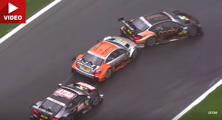  Audi DTM Driver Timo Scheider Makes A Dirty Pass In Race